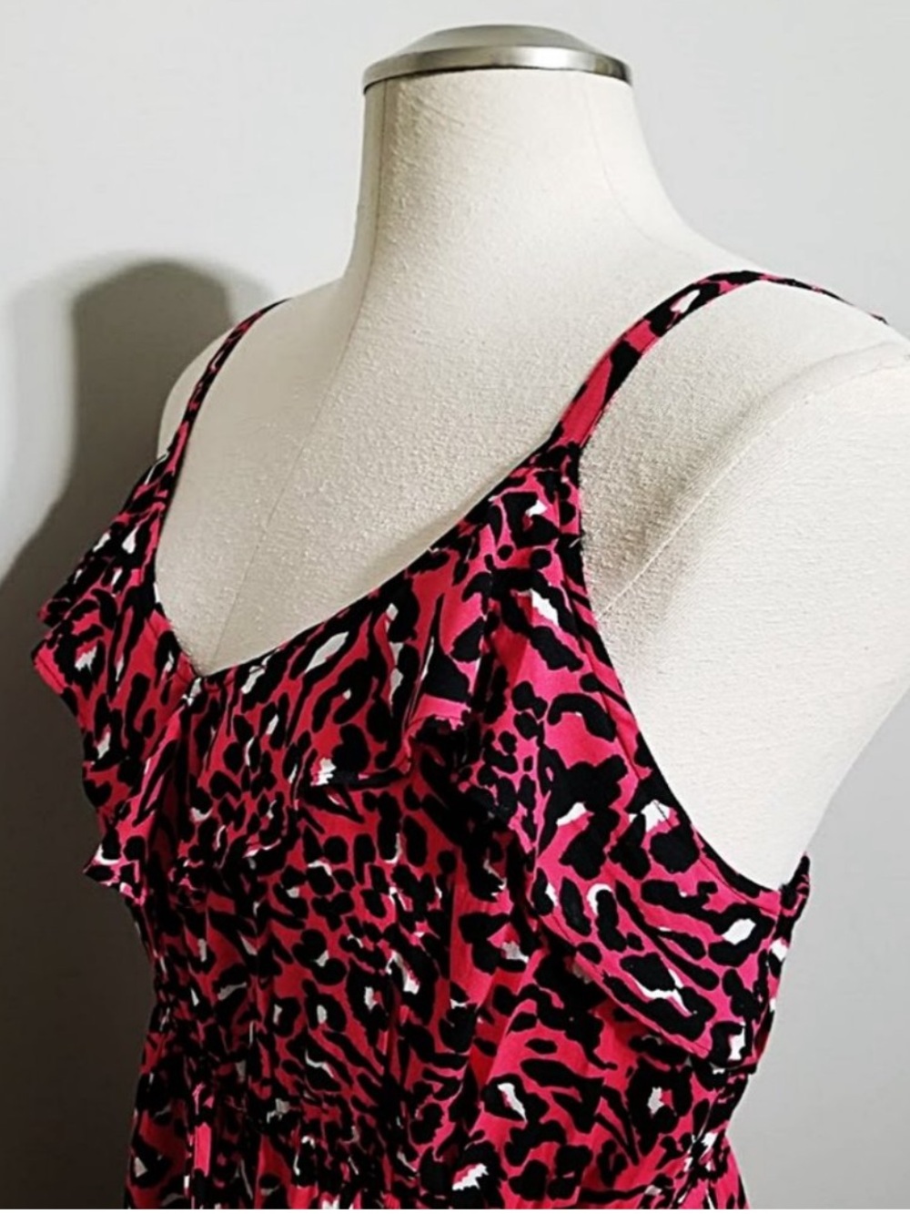 Torrid Cheetah Print Sun Dress Size 2x Womens Plus Hot Pink Leopard Sundress - Picture 7 of 11